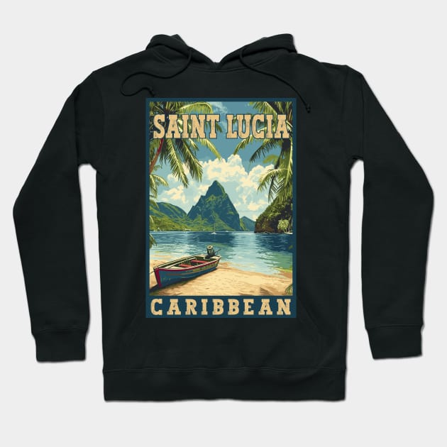 Saint Lucia Caribbean Tropical Paradise Travel Art Hoodie by turtlestart